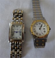 TWO REPRODUCTION CARTIER WRISTWATCHES