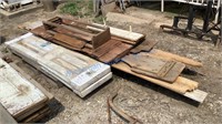 VARIOUS PIECES VINTAGE WOOD, BARN DOOR, MISC