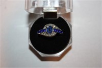 Woman Blue Sapphire Alloy Engagement Ring Size 9