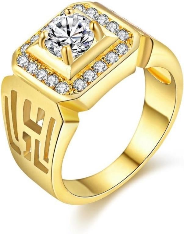Uloveido Platinum & Gold Ring  Size 10 (replica)