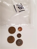 One Penny pcs. + Lincoln pennies
