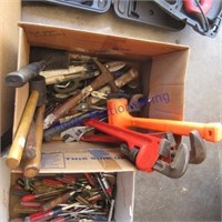 Hammers, pipe wrenches, tin snips misc