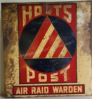 WWII Air Raid Warden Double Sided Tin Sign