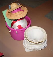 Misc Lot: Lamp Shades, Tub, etc