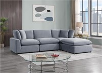 HH76497 SKY Gray Velvet Modular Sectional