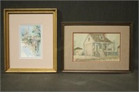 2 Estate Pictures. Fort Scott KS Watercolor