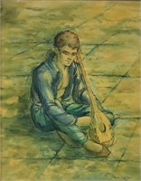 Rod Cofran Man w/Banjo Watercolor