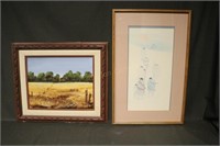 Donald Vann Litho & Kelly Painting of Field