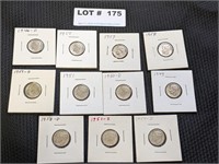 11 Silver Roosevelt Dimes