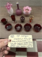 11pc antique cranberry ruby red glass