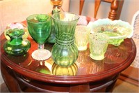 Lot of Green Glassware including Green Opalescent