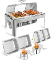 Rectangular Roll Top Chafing Dish Buffet Set