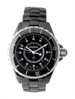 Chanel J12 Diamond Black Dial Ss Men's Watch