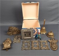 Assorted Brass Pieces Wall Plates Desk Bell