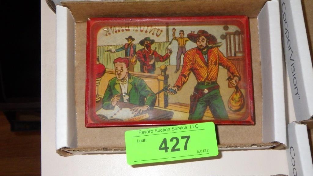 VINTAGE TIN LITHO BANK ROBBERY POCKET GAME