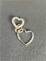 Sterling Silver and Gemstone Hearts Pendant