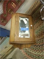 Oak Hanging Medicine Cabinet With Beveled Mirror