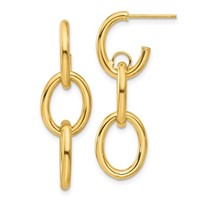 14K- Double Round Dangle Modern Design Earrings