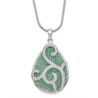 Sterling Silver- Green Austrian Crystal  Necklace