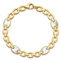 14 Kt- Mother Of Pearl Fancy Link Bracelet