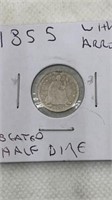 1855 Seated half dime with arrows