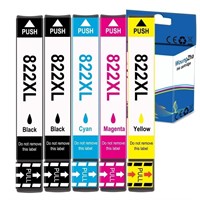 (New) (5 pack) 822XL Ink Cartridges for Epson Ink