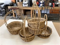 7 Wicker/Vine Lined Planter Baskets 9",11" & 13"
