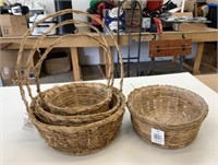 4 Wicker/Vine Lined Planter Baskets 9",11" & 13"