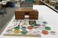 Wood dresser jewelry box w/ contents