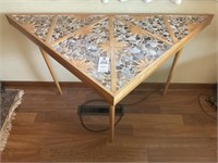 Homemade Triangle Table with Agate Stone Inlay