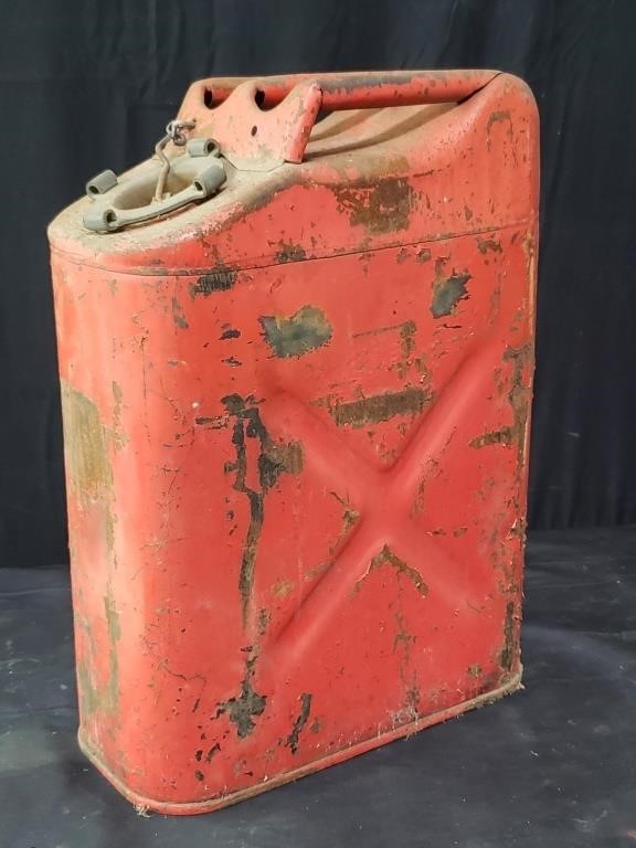 Vintage USMC 5 gallon red painted gas can