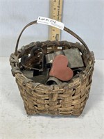 Hand Woven Basket With Primitive Cookie Cutters