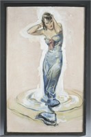 LaGatta, Drawing of woman in blue dress