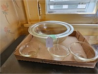 Clear Pyrex Bowls Various Sizes