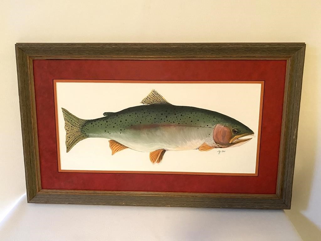 Gorgeous Rainbow Trout signed Painting