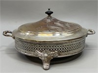 Large Silver Plated Dish with Lid VTG