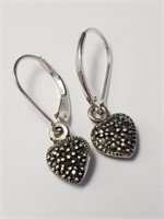 PAIR SILVER MARCASITE EARRINGS