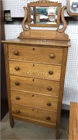 ANTIQUE OAK HOTEL CHEST OF DRAWERS