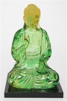 Modernist Buddha Sculpture, Clear Green Acrylic