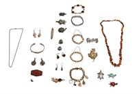 Lot of Sterling & GF Jewelry, Chinese Cinnabar etc