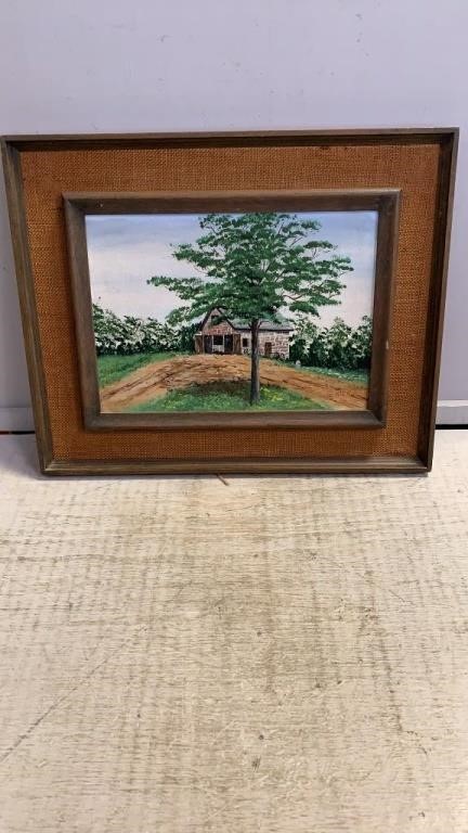 Vtg Framed Canvas Painting