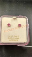 14 karat gold birthstone October earrings