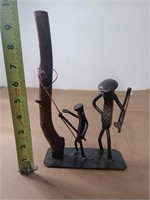 RAILROAD SPIKE STATUE MAN AND SON FISHING