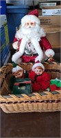 16" TALL PLASTIC SANTA  ELVES & BASKET