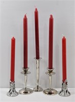 5pc Assorted SIlverplate Candle Stick Holders