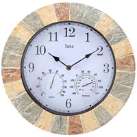 Lily's Home Hanging Wall Clock, Includes a Thermom