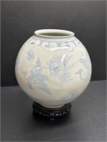 Chinese Porcelain Bird of Paradise Ball Vase