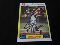 Hank Aaron signed Trading Card w/Coa