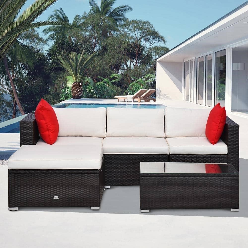 $477  5-Piece Steel Plastic Rattan Patio Conversat