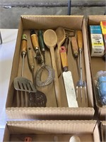 Vintage Kitchenware, Wood Spoons, Spatula, More